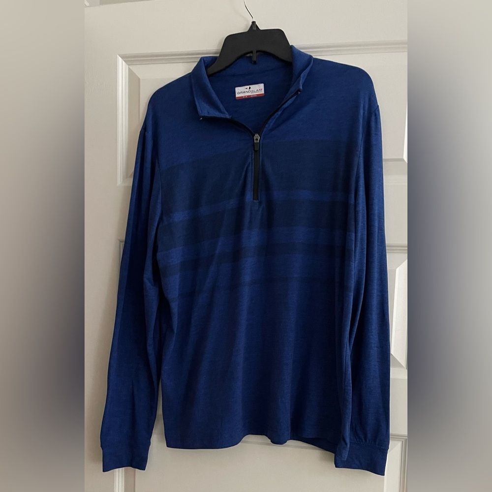 Grand Slam Performance Men's Blue Quarter-Zip Sweater